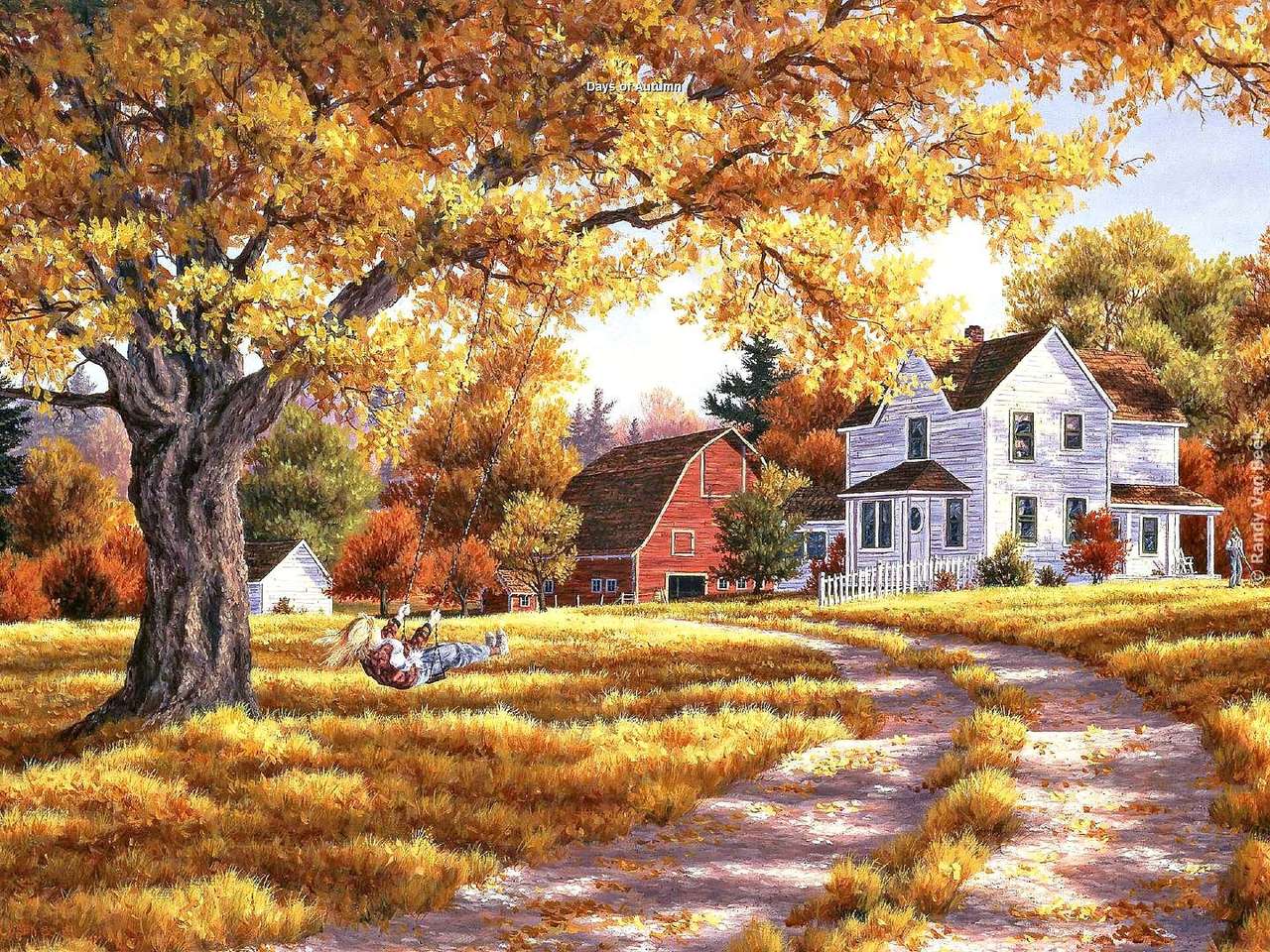 De herfst schilderen op het platteland legpuzzel online