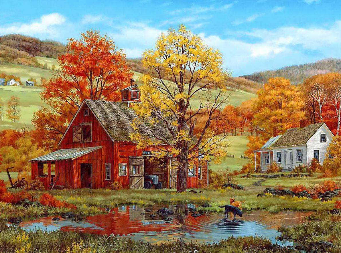 Рисуване на есента в провинцията онлайн пъзел