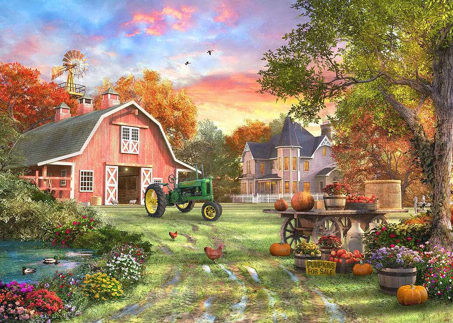 Malba podzimu na venkově online puzzle