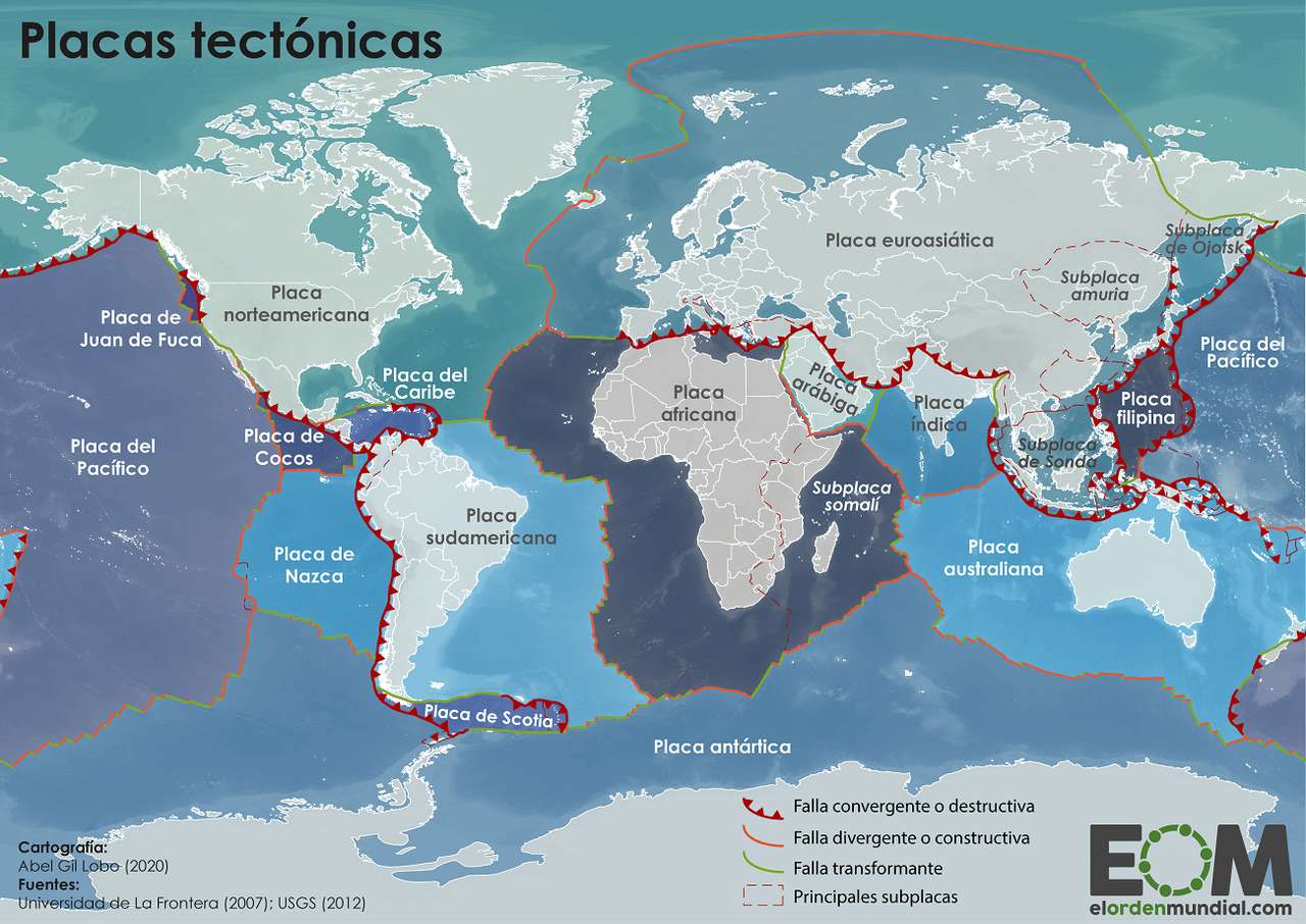 карта тектонических плит онлайн-пазл