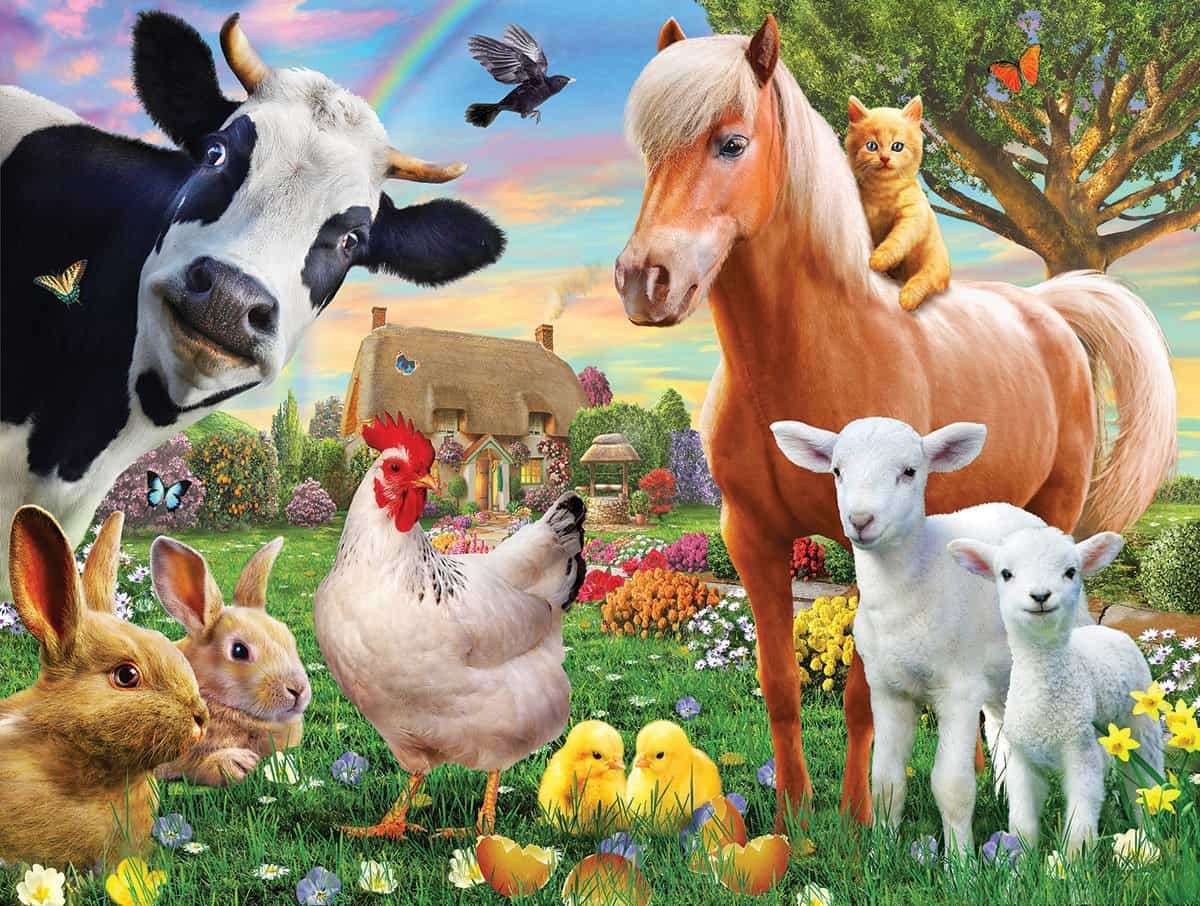 Animais na fazenda quebra-cabeças online