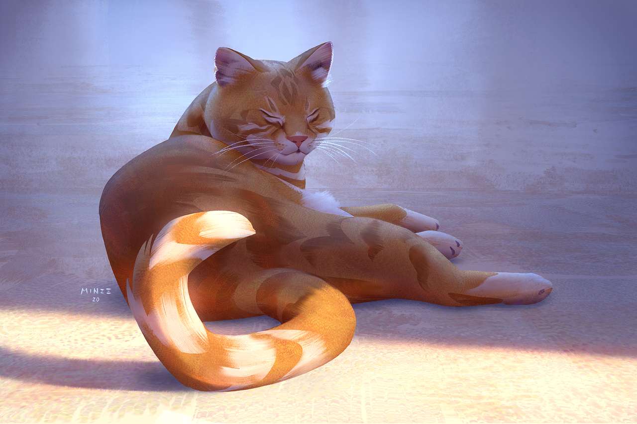 Oranžová kočka umění online puzzle