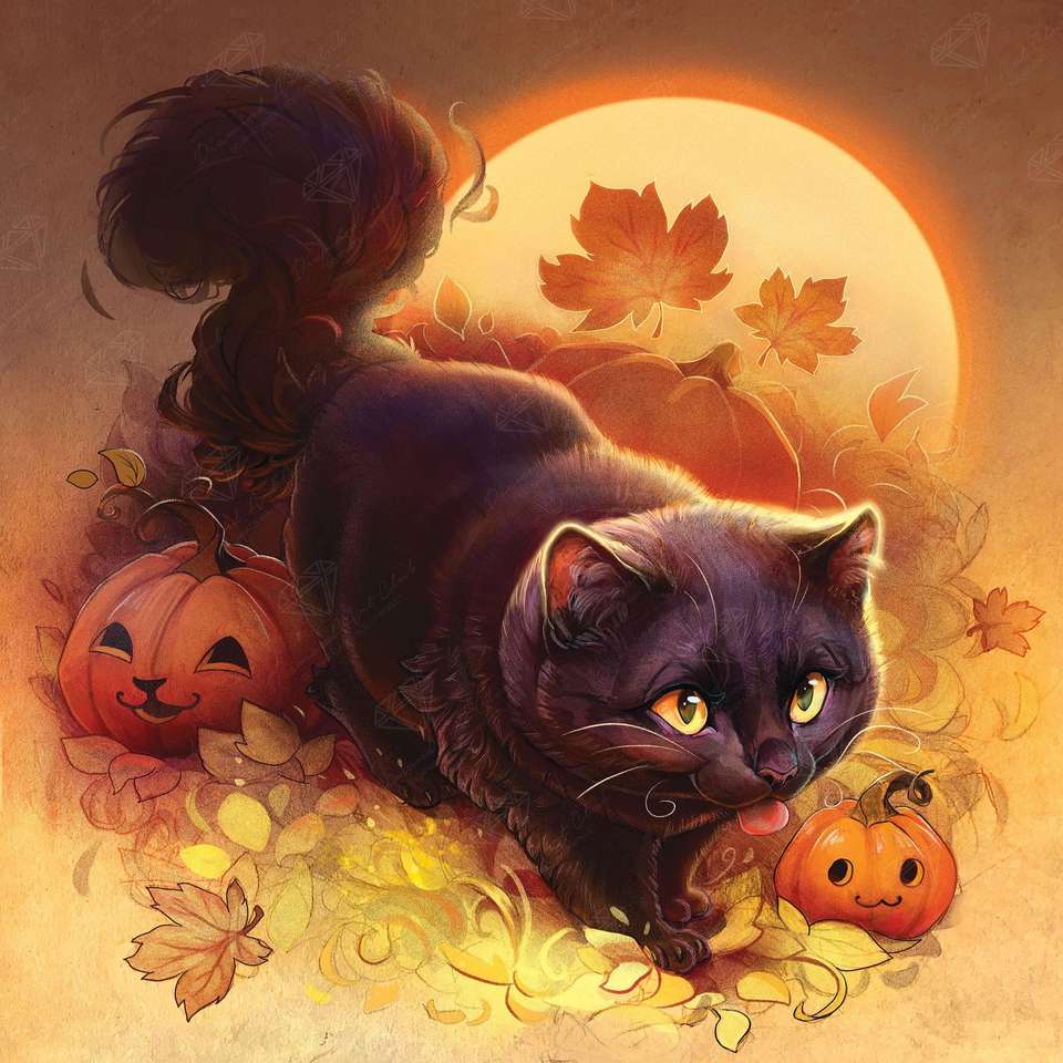 Cat with pumpkins jigsaw puzzle online