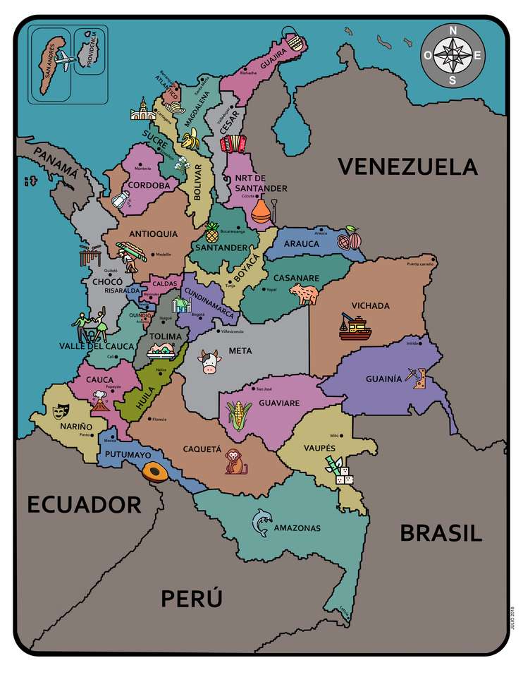 χάρτης της Κολομβίας παζλ online