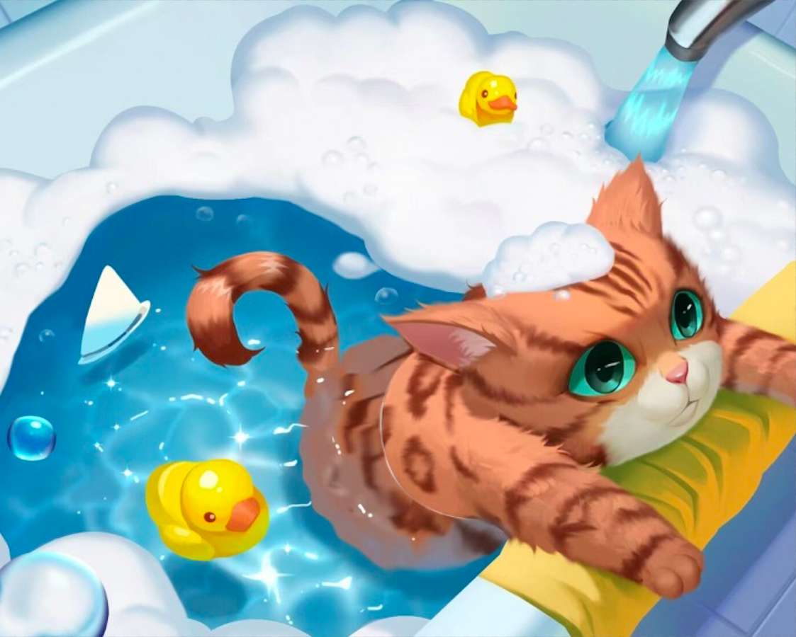 Στα γατάκια δεν αρέσουν τα μπάνια, πάρε με από εδώ :) online παζλ