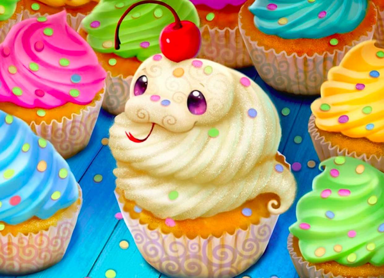 Cupcakes - Γλυκό νόστιμο cupcake 'φιδιού' online παζλ