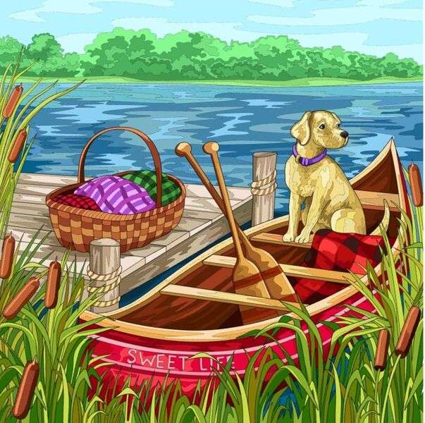 Filhote de cachorro em uma canoa #227 puzzle online