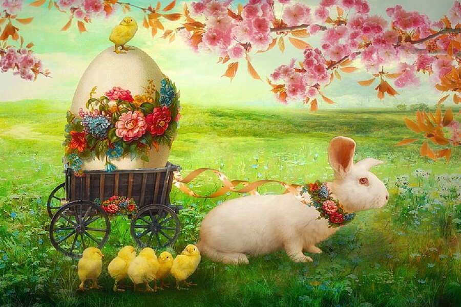 Le lapin fête Pâques puzzle en ligne
