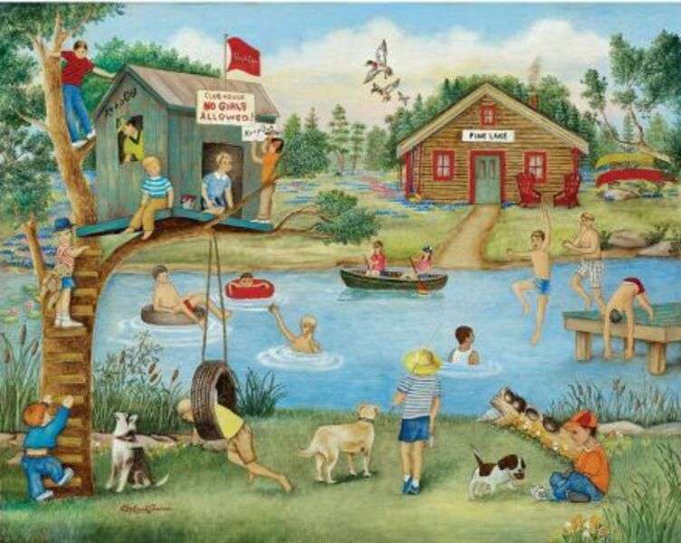 Children on camping day online puzzle