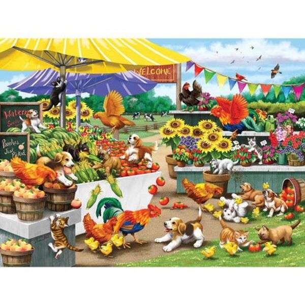 Puppies playing in the market #228 online puzzle