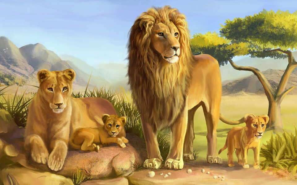 lví rodina skládačky online