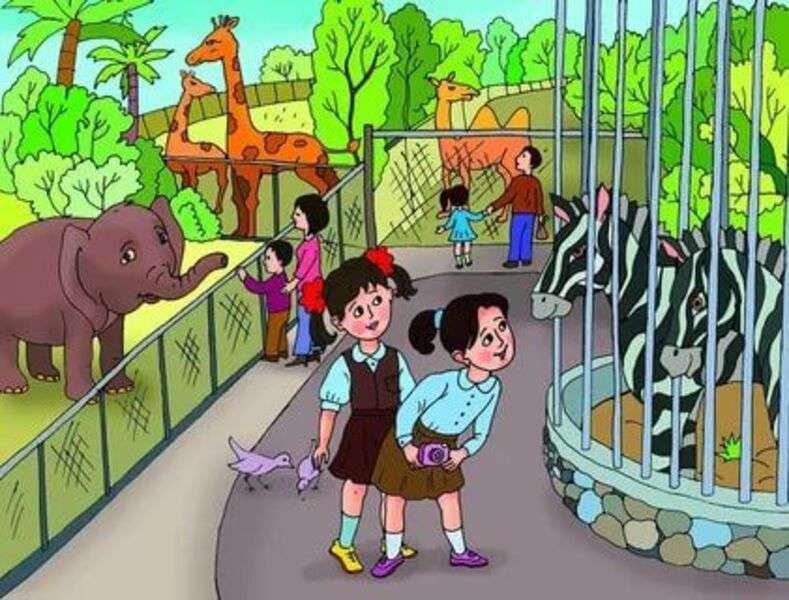 Niños en el zoológico rompecabezas en línea