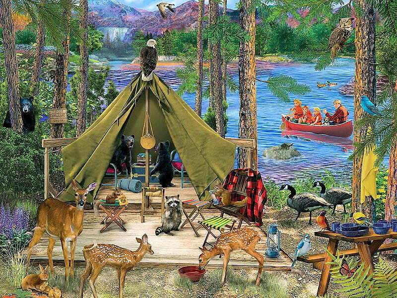 camping familie legpuzzel online