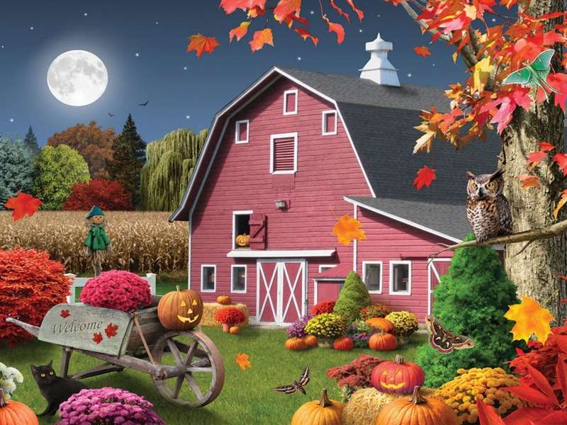 Fullmåne i Fall-Hootin Harvest Moon Pussel online