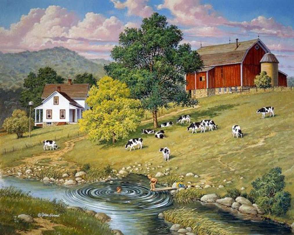A tanya egy patak mellett található online puzzle