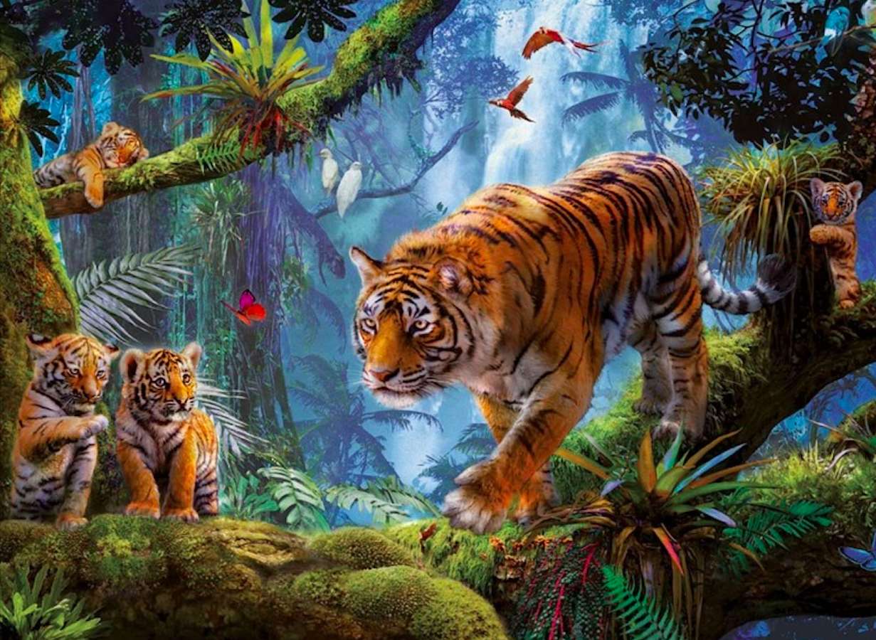 Mamma vigile di una tigre puzzle online