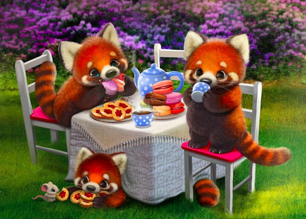 Party-Picknick bei den Roten Pandas Online-Puzzle
