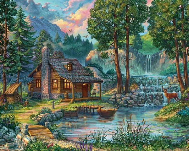 Cabana pe malul lacului jigsaw puzzle online
