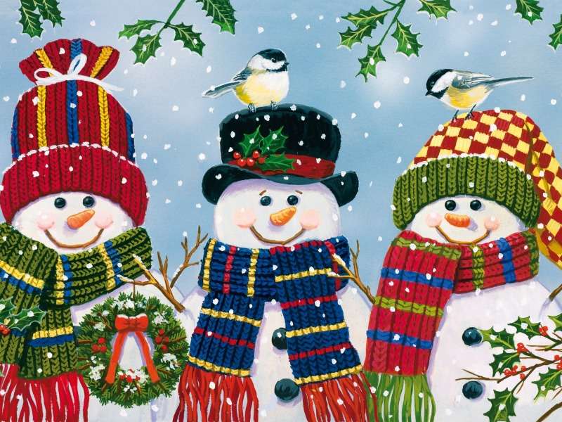 Oameni de zăpadă fericiți, veseli :) puzzle online