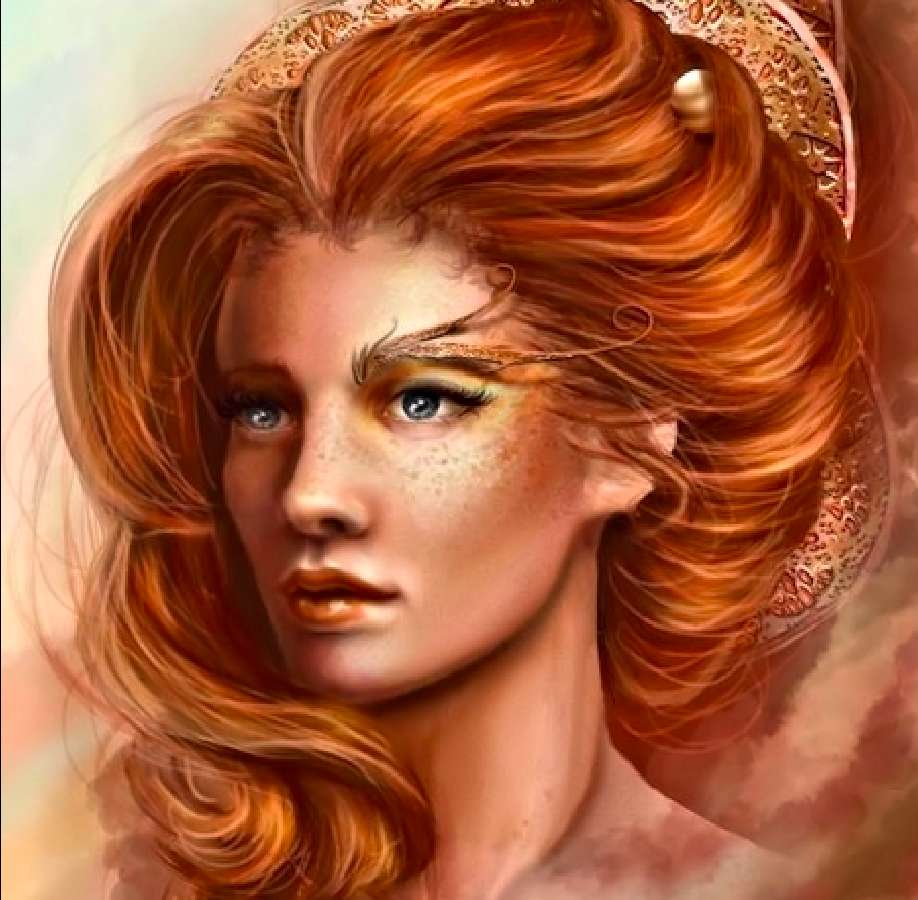 Kvinnligt ansikte - vacker porträttmålning Pussel online