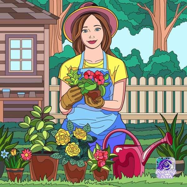 Senhora plantando plantas quebra-cabeças online