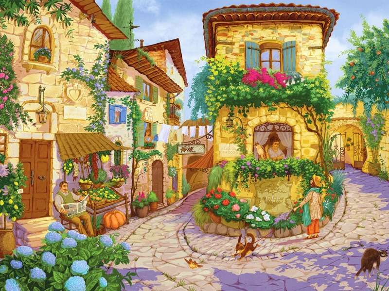 Головна площа Італійського села, чарівна пазл онлайн