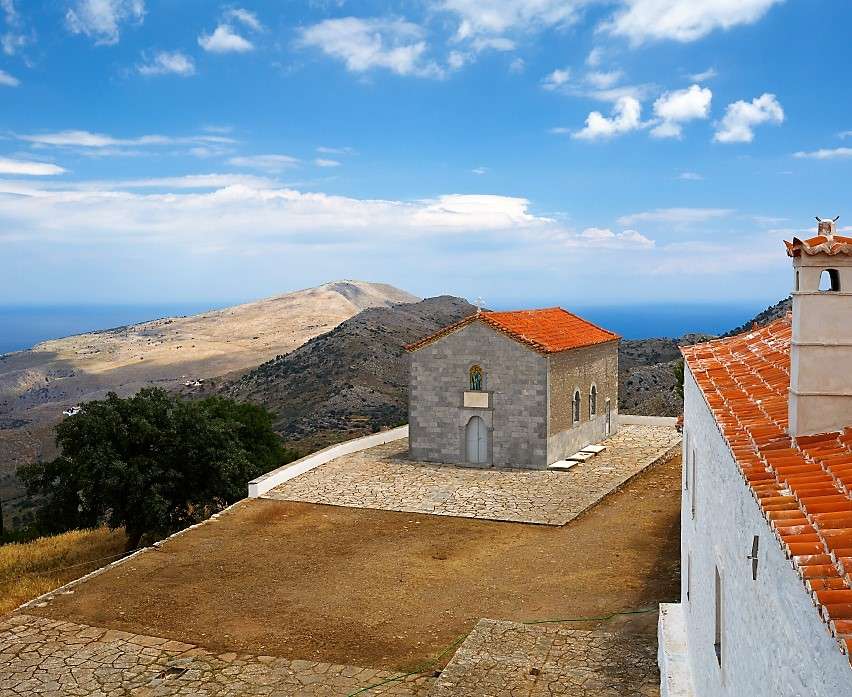 山の中のギリシャの島ヒドラ修道院 オンラインパズル