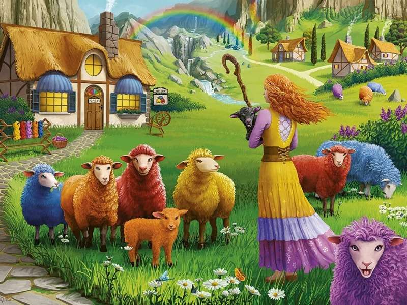 Pastorella, filatrice di lana e il suo gregge puzzle online