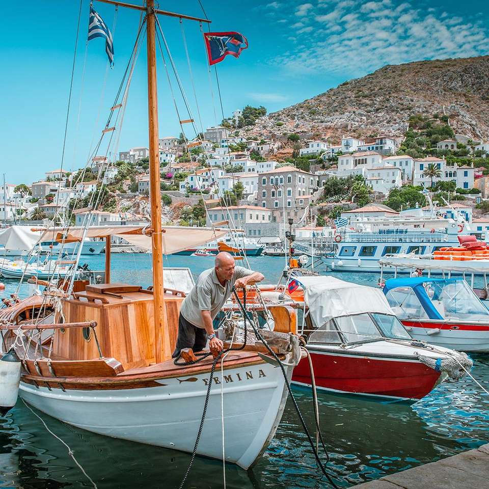 Řecký ostrov Hydra oslí ostrov skládačky online
