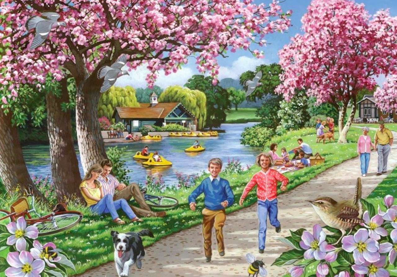 Gyönyörű tavaszi nap a parkban online puzzle