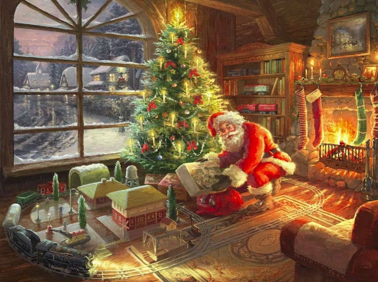Santa Claus v akci - vánoční dárky skládačky online