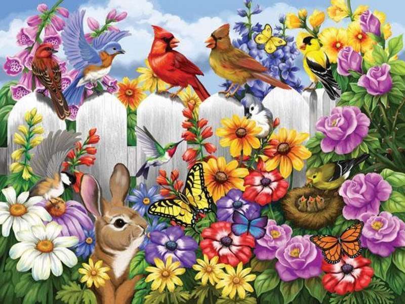 Garden gossip among beautiful flowers :) online puzzle