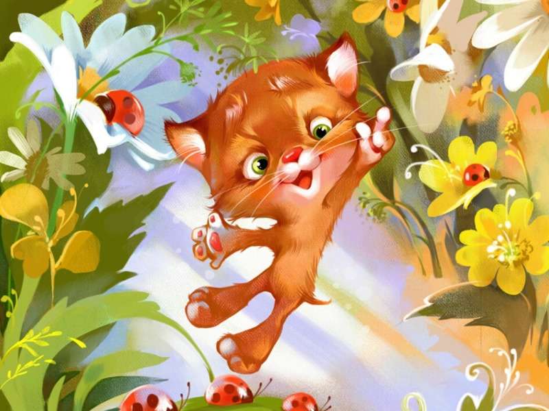 Fröhliches, fröhliches tanzendes Kätzchen Online-Puzzle