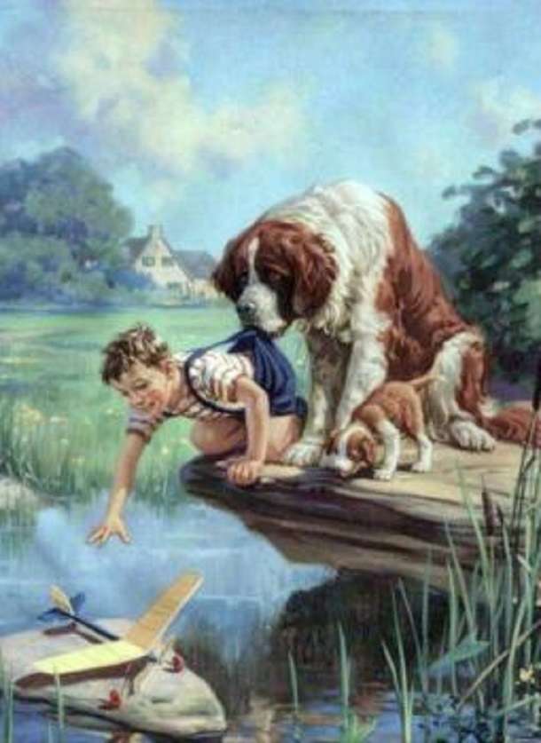 Das Kind und der Hund Online-Puzzle