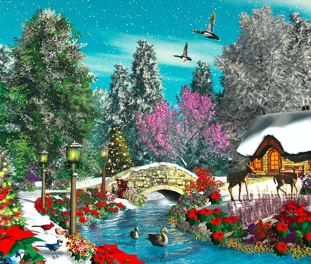 O casă drăguță într-un halat de iarnă puzzle online