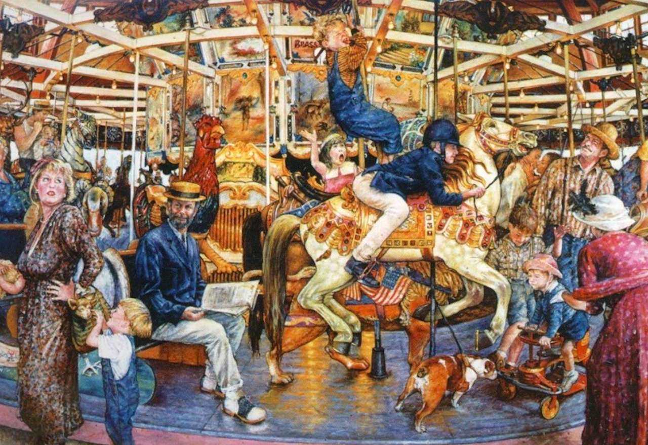 Children's madness on the carousel :) jigsaw puzzle online