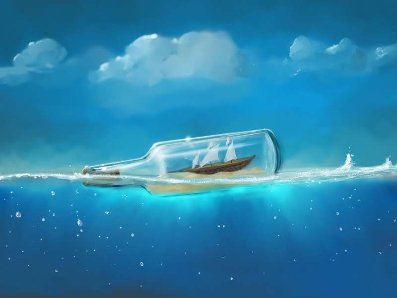 Една такава бутилка с лодка вътре :) онлайн пъзел