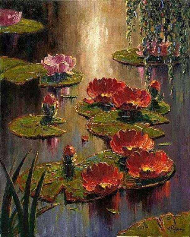 Red water lilies online puzzle