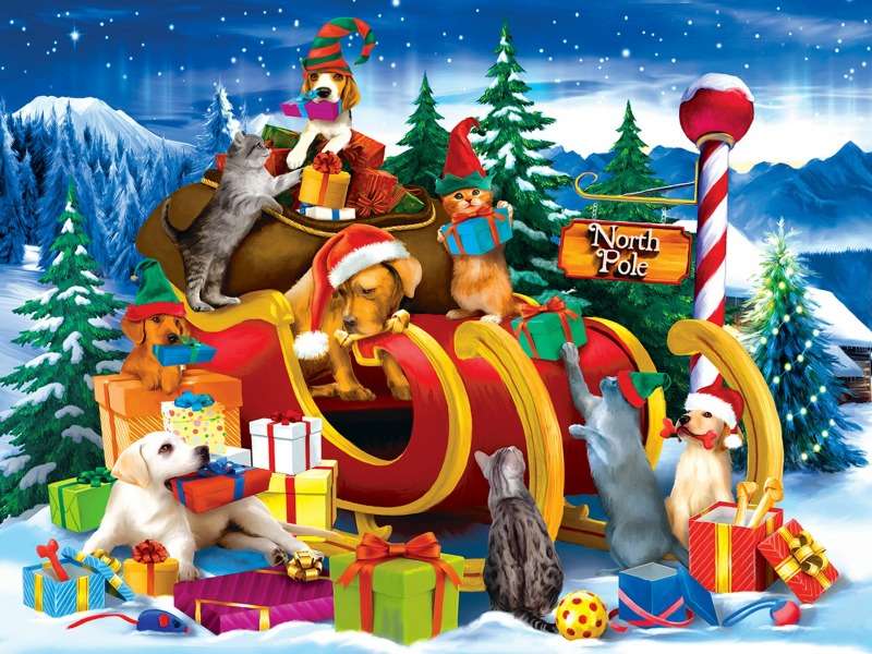 Cel mai bun moment al Crăciunului - deschiderea cadourilor puzzle online