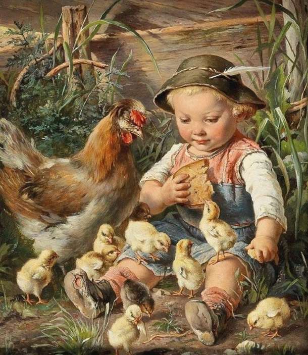 The child and the chicks jigsaw puzzle online