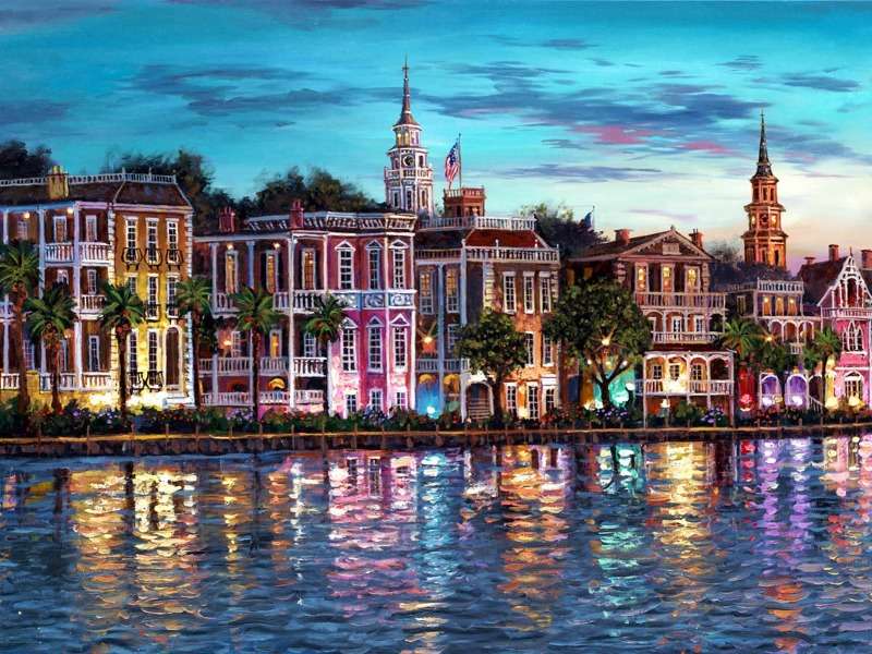 Krásný Charleston v noci online puzzle