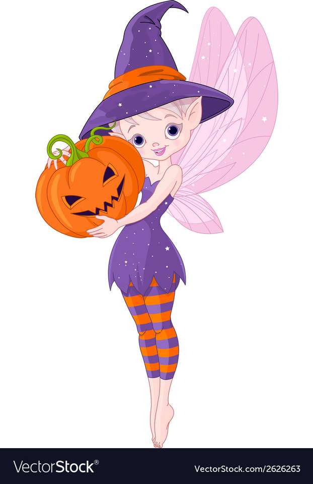 Хэллоуинская фея с тыквой онлайн-пазл