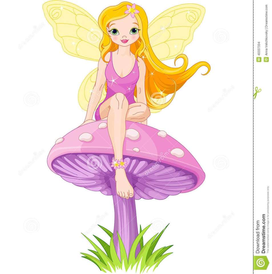 Prinsessan sitter på svampen. Pussel online