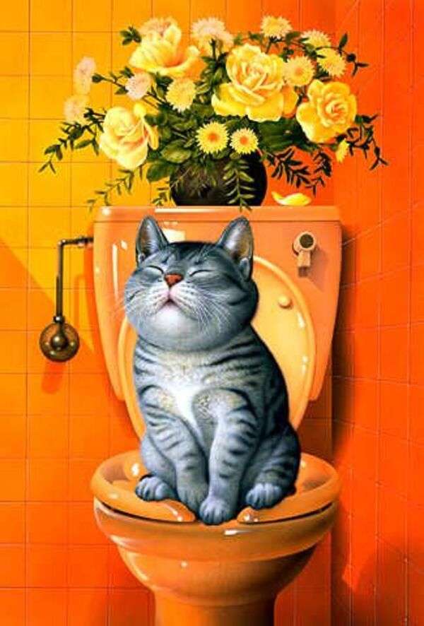 WC-t használó cica #254 kirakós online