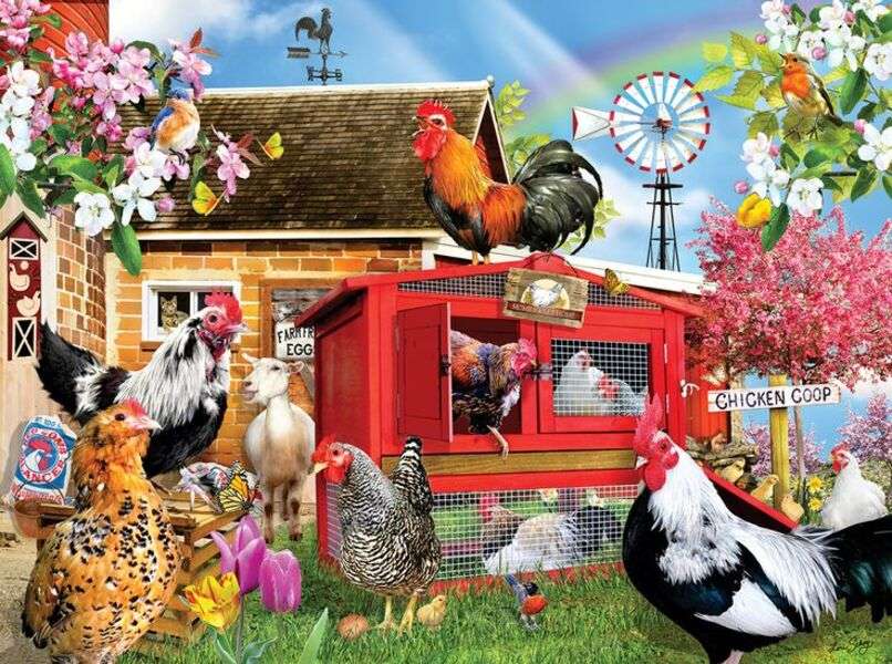 un felice pollaio puzzle online