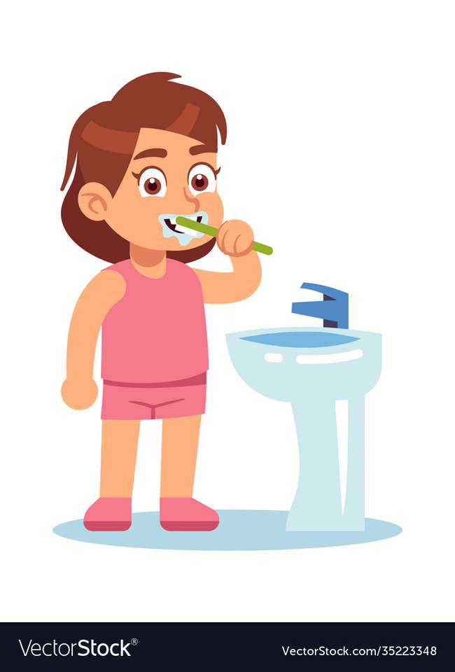 dziecko myje zęby pussel på nätet
