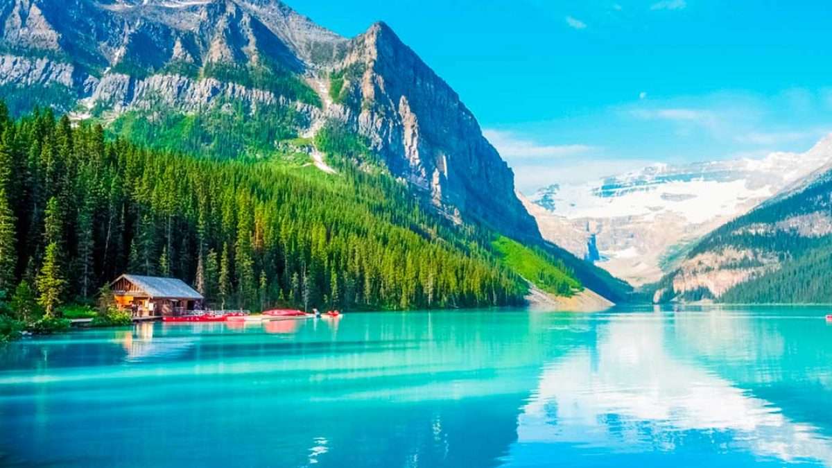 Озерный пейзаж в горах онлайн-пазл
