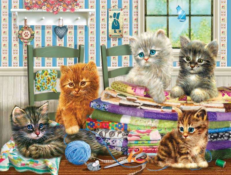 Kleine Kätzchen auf dem Tisch Puzzlespiel online