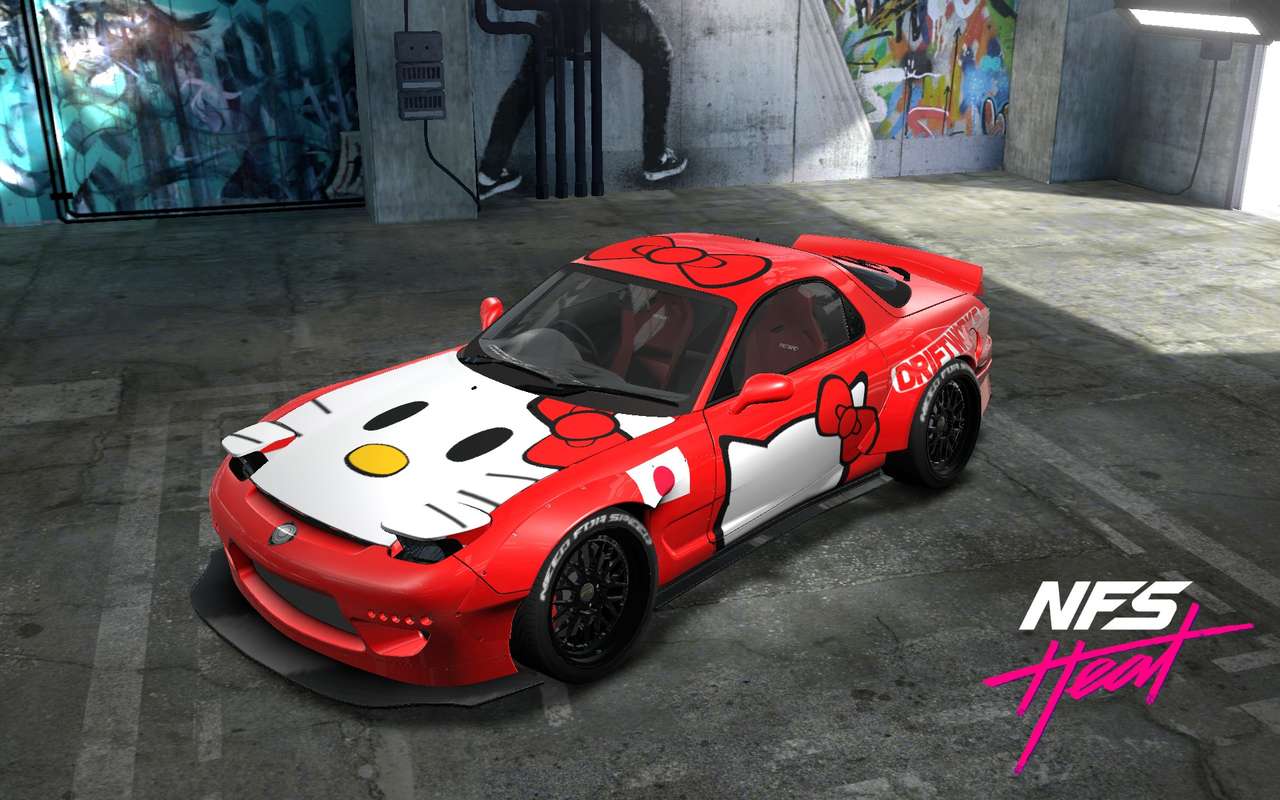 Hallo kitty Mazda RX-7 FD3S online puzzel