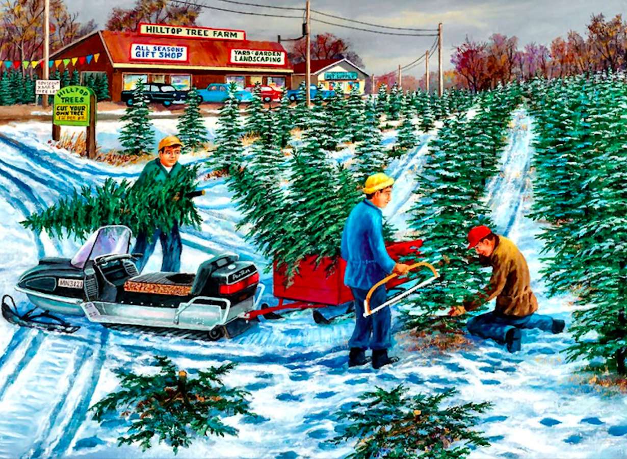 Weihnachten steht vor der Tür - es ist Zeit, einen Weihnachtsbaum zu kaufen :) Online-Puzzle
